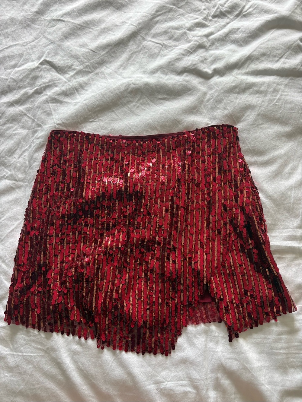 Free People Red Sequin Mini Skirt
